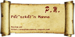 Pászkán Manna névjegykártya